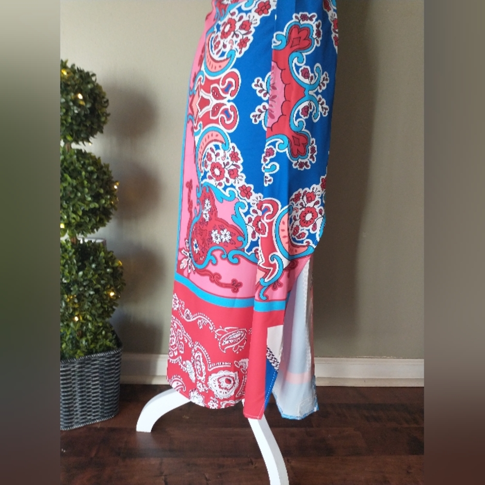 Bandana Print, Silky Touch, Full Side Split Skirt - SHEIN M - Picture 5 of 9